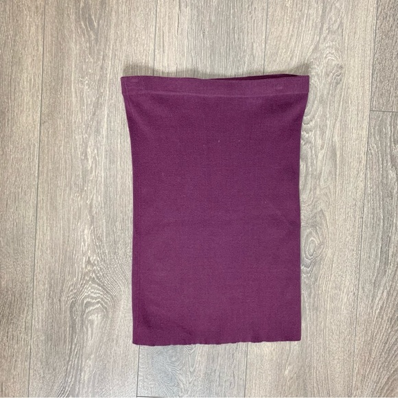 Women’s Ribbed Knit Mini Skirt High rise waist Elastic waistband Purple - Picture 3 of 4